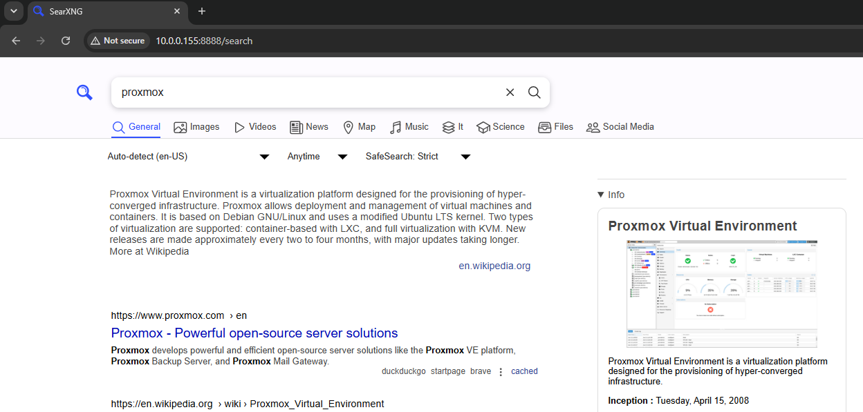 SearXNG metasearch engine