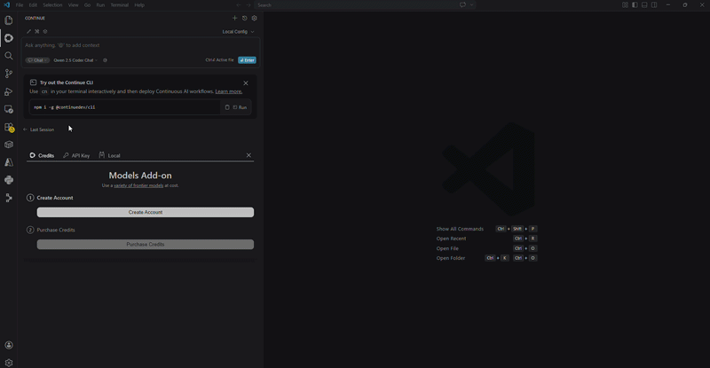 VS Code integration with local Ollama using Continue extension